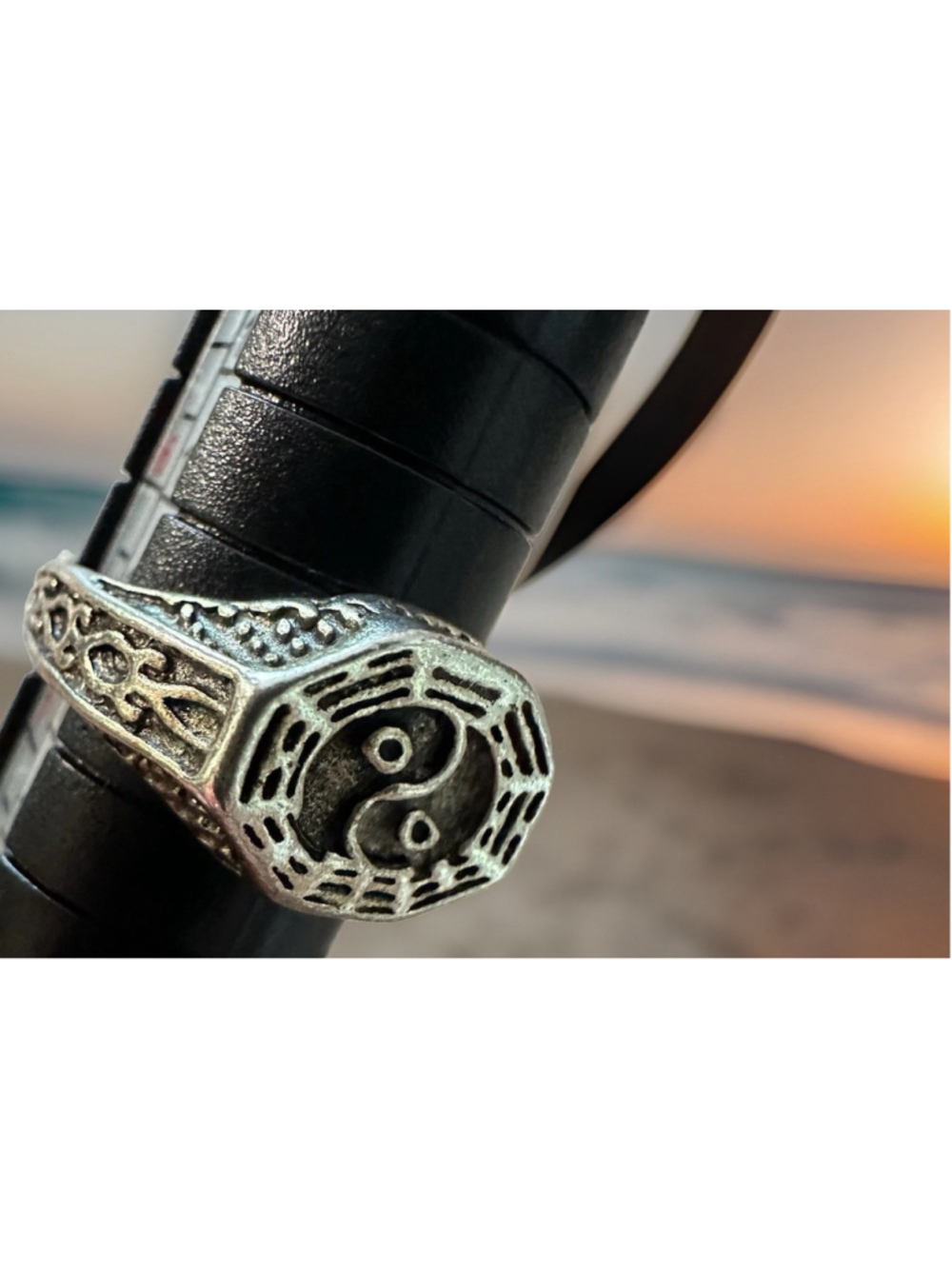 Bagua Tao Metaphysics Antique Silver Ring Asian Balance Sz 6.5 Feng Shui YinYang